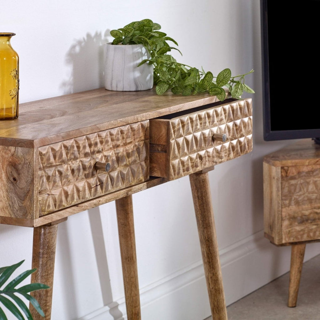 Marlow Light Mango Wood Console Table with 2 Drawers - Joe’s Haven