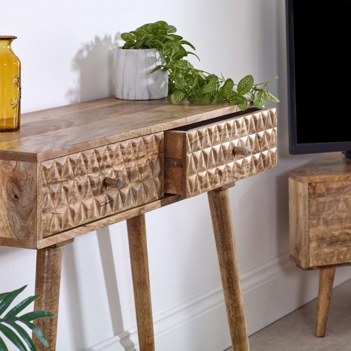 Marlow Light Mango Wood Console Table with 2 Drawers - Joe’s Haven