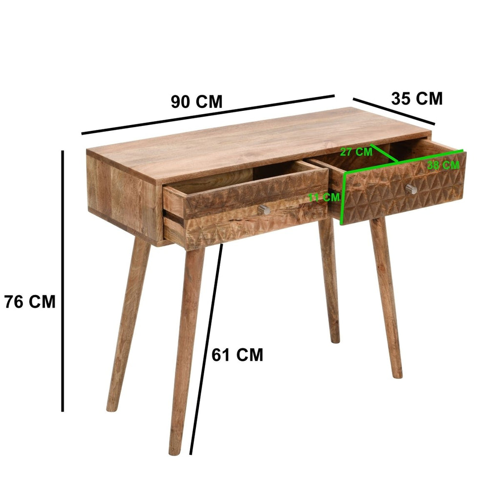 Marlow Light Mango Wood Console Table with 2 Drawers - Joe’s Haven