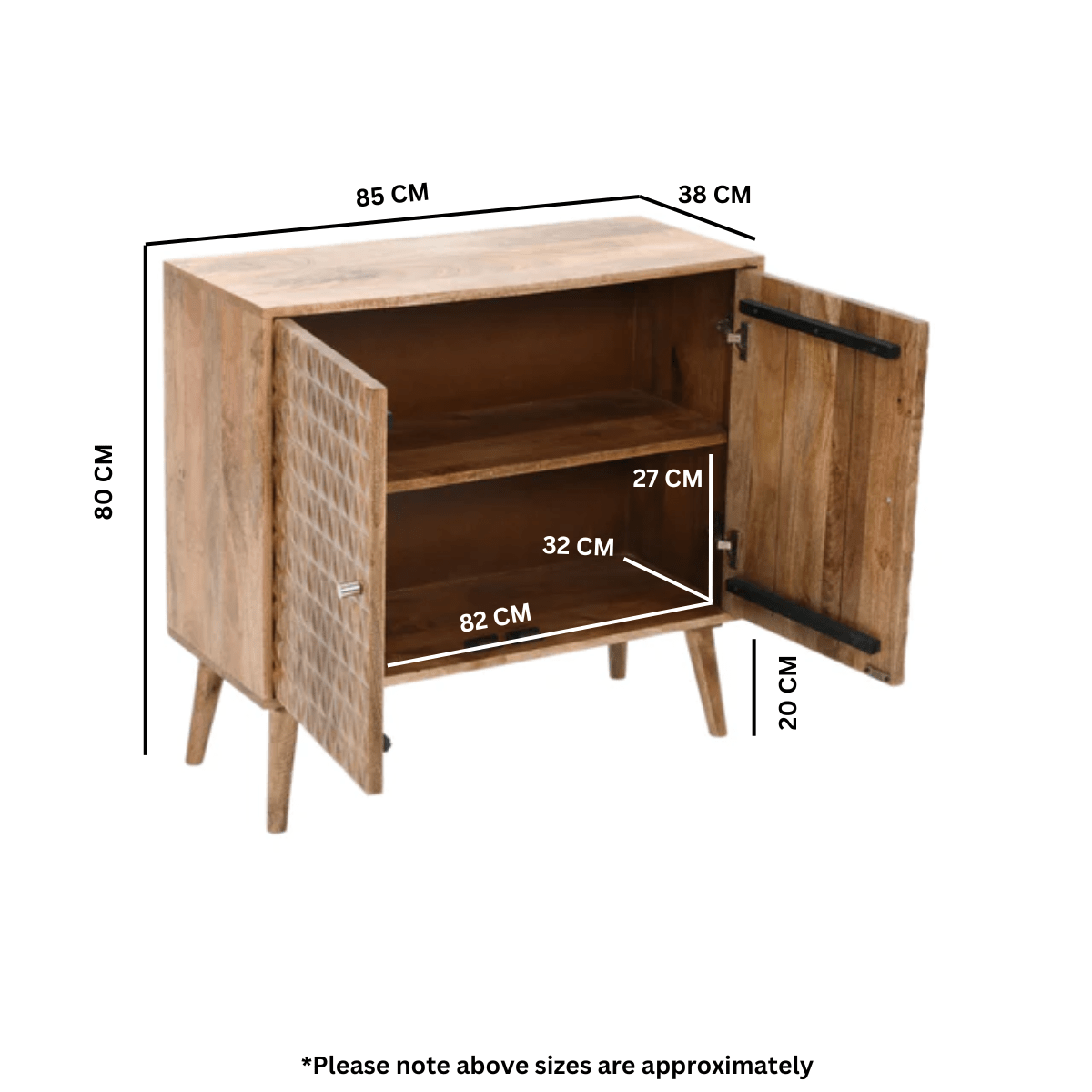 Marlow Light Mango Wood 2 Door Sideboard - Joe’s Haven