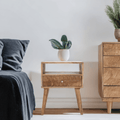 Marlow Light Mango Wood Bedside Table with 1 Drawer & Open Slot - Joe’s Haven