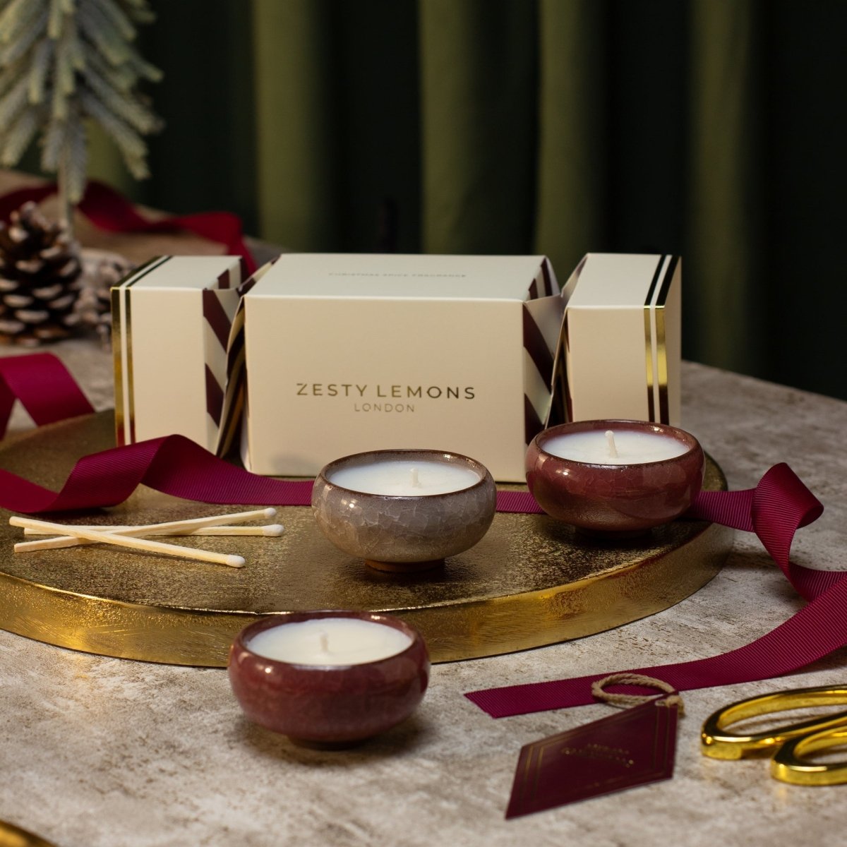 Under the Tree: Burgundy Tea Light Cracker (Box of 3) - Spiced Clementine - Joe’s Haven