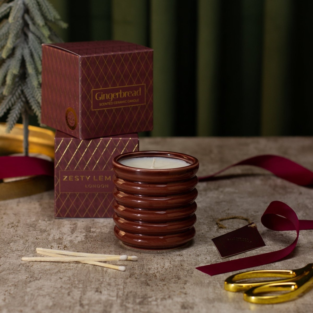 Under the Tree: Burgundy Gingerbread Candle - Gingerbread - Joe’s Haven