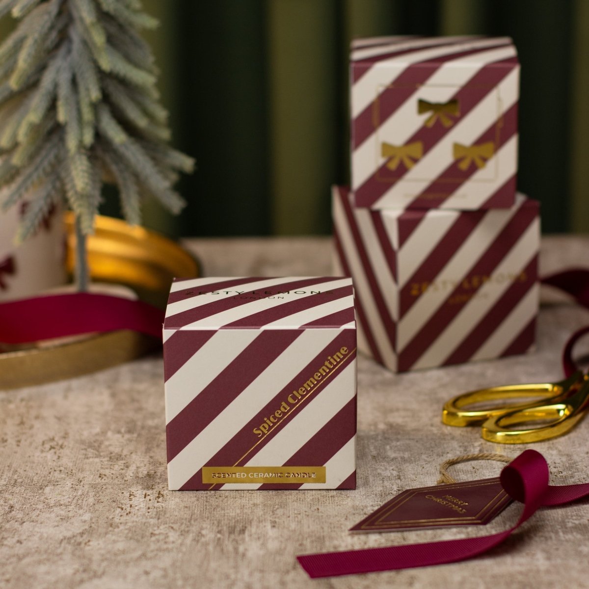 Under the Tree: Burgundy Bow Candle - Spiced Clementine - Joe’s Haven