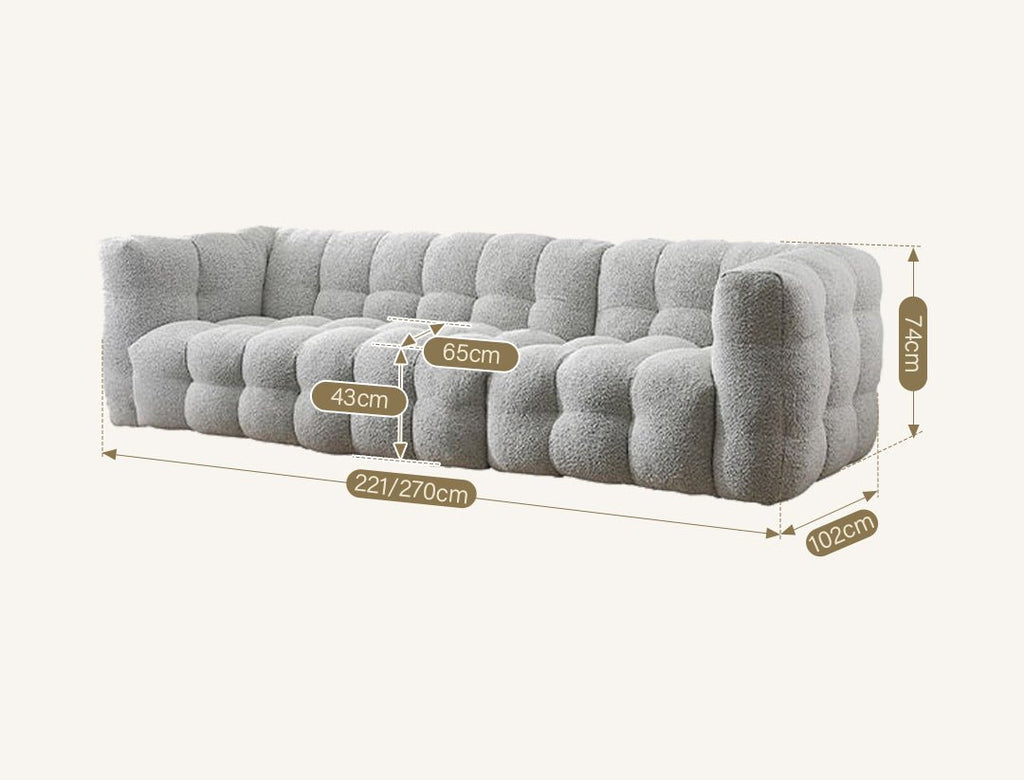 Zobah Two Seater, Three Seater Sofa, Grey Boucle - Joe’s Haven