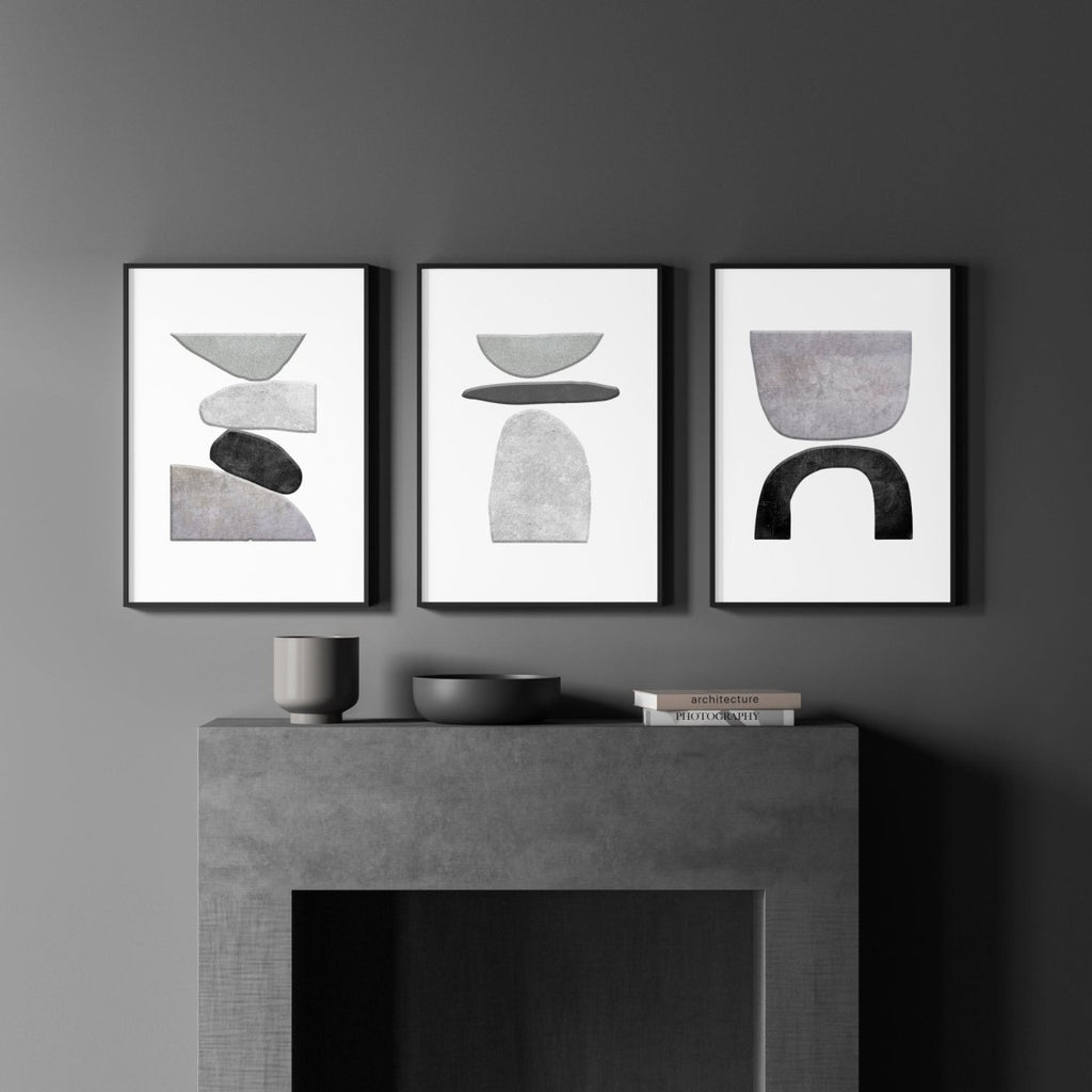 Abstract Painting Black And White | Set of 3 wall art prints - Joe’s Haven