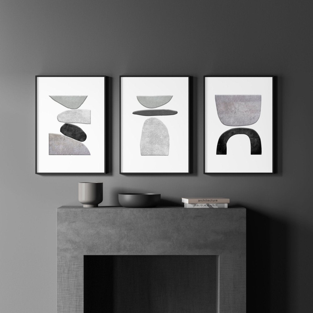 Abstract Painting Black And White | Set of 3 wall art prints - Joe’s Haven