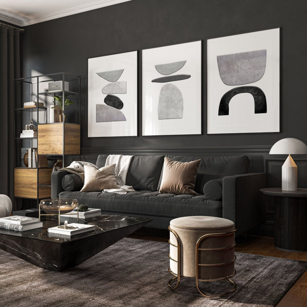 Abstract Painting Black And White | Set of 3 wall art prints - Joe’s Haven