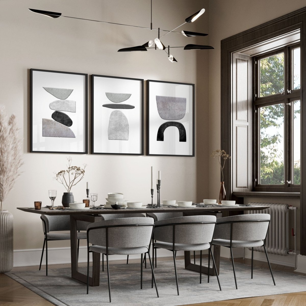 Abstract Painting Black And White | Set of 3 wall art prints - Joe’s Haven