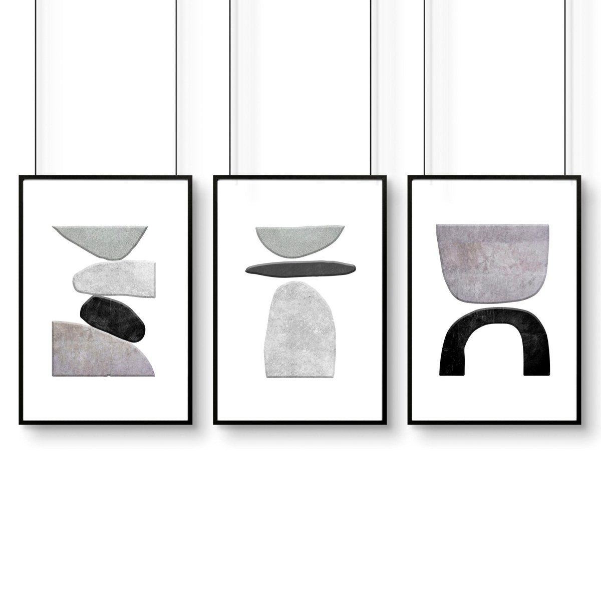 Abstract Painting Black And White | Set of 3 wall art prints - Joe’s Haven