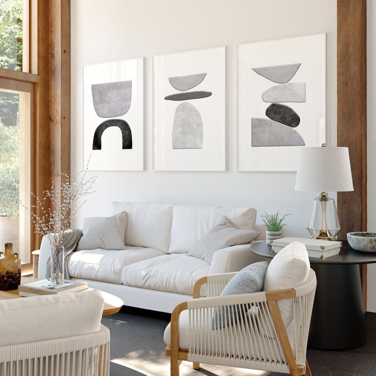 Abstract Painting Black And White | Set of 3 wall art prints - Joe’s Haven
