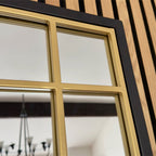Aimi - Black & Gold Metal Rectangle Window Mirror - 95cm x 120cm - Joe’s Haven