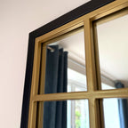 Aimi - Full Length Black & Gold Metal Rectangle Window Mirror - 180cm x 105cm. - Joe’s Haven