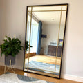 Aimi - Full Length Black & Gold Metal Rectangle Window Mirror - 180cm x 105cm. - Joe’s Haven