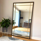 Aimi - Full Length Black & Gold Metal Rectangle Window Mirror - 180cm x 105cm. - Joe’s Haven