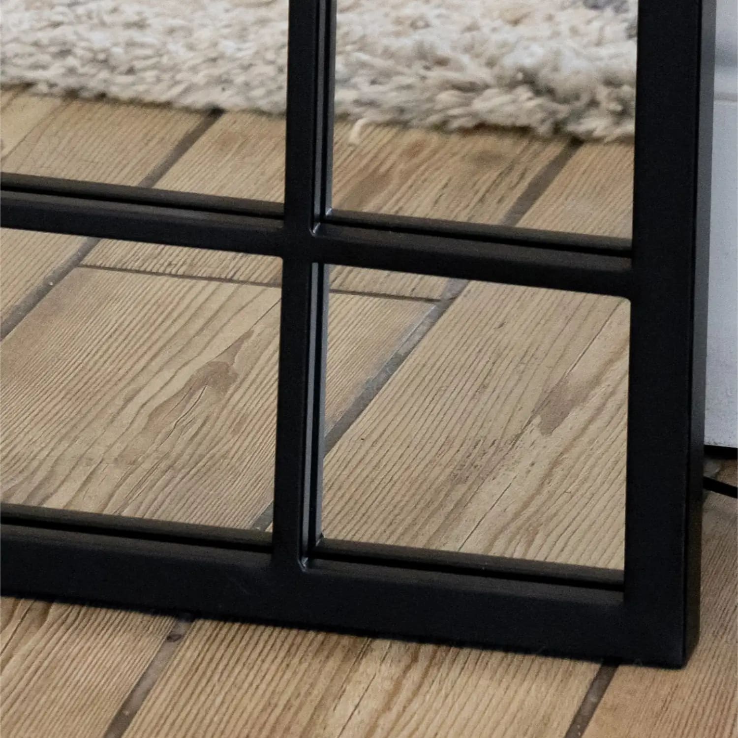 Aimi - Full Length Black Metal Rectangle Window Mirror - 180cm x 105cm. - Joe’s Haven