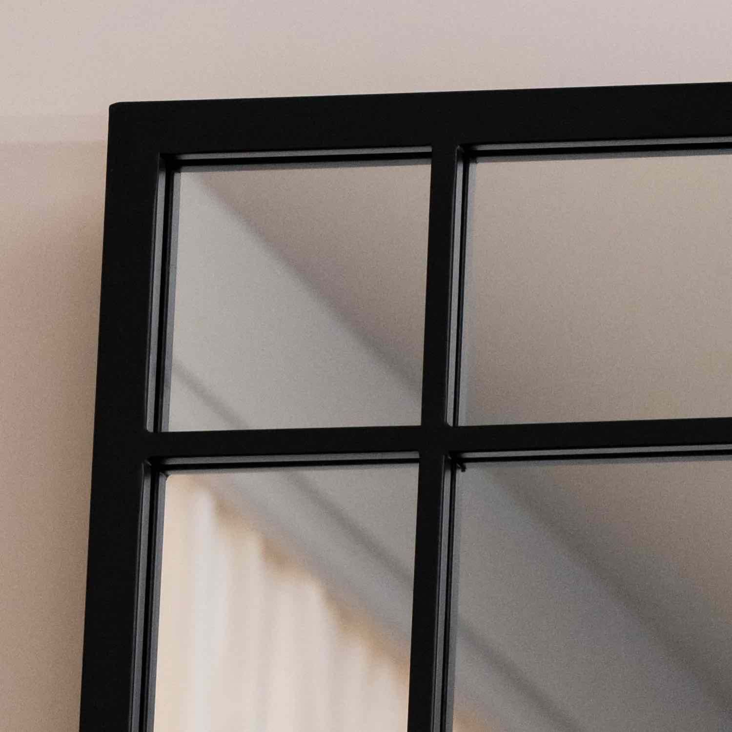 Aimi - Full Length Black Metal Rectangle Window Mirror - 180cm x 105cm. - Joe’s Haven