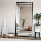 Aimi - Full Length Black Metal Rectangle Window Mirror - 180cm x 90cm - Joe’s Haven