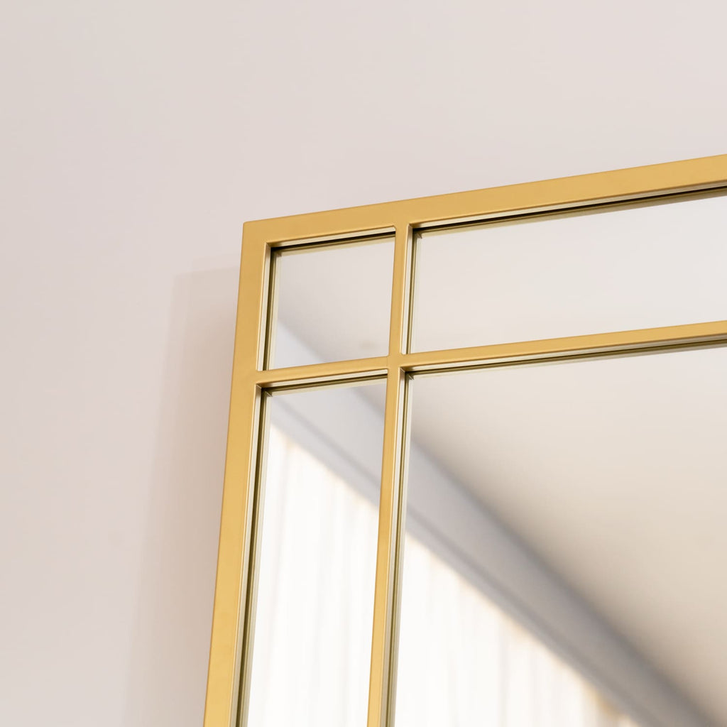 Aimi - Full Length Gold Metal Rectangle Window Mirror - 200cm x 120cm - Joe’s Haven