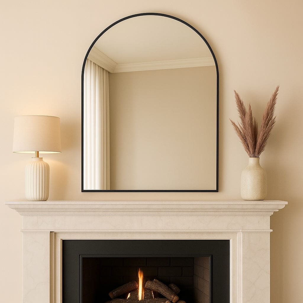 Akiko - Black Metal Arched Mirror - 120cm x 95cm - Joe’s Haven