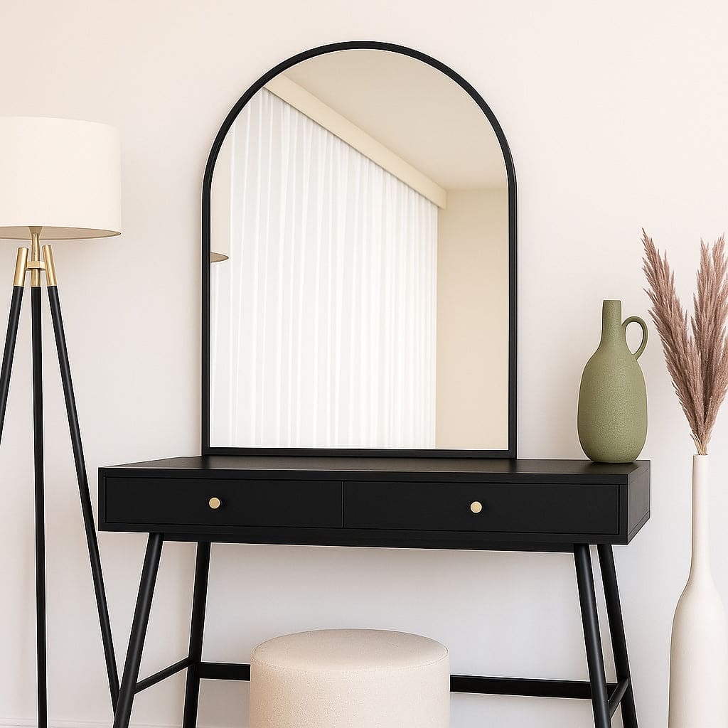 Akiko - Black Metal Arched Mirror - 120cm x 95cm - Joe’s Haven