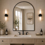 Akiko - Black Metal Arched Mirror - 120cm x 95cm - Joe’s Haven