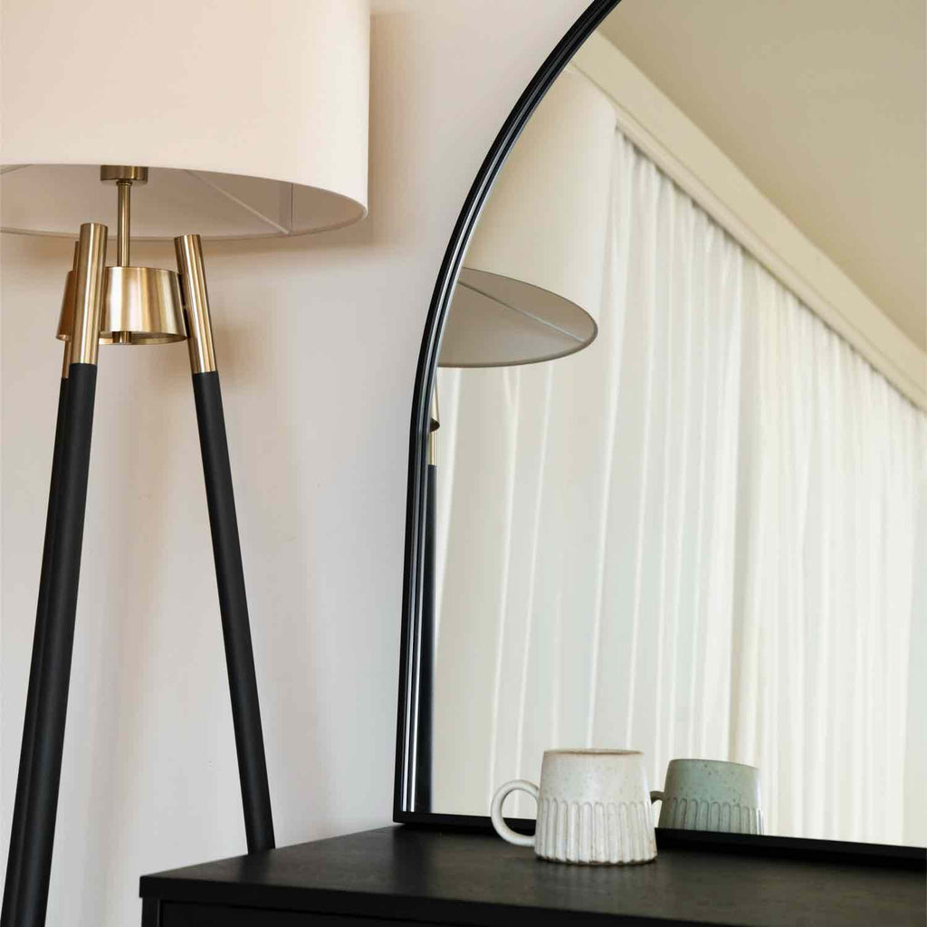 Akiko - Black Metal Arched Mirror - 95cm x 120cm - Joe’s Haven