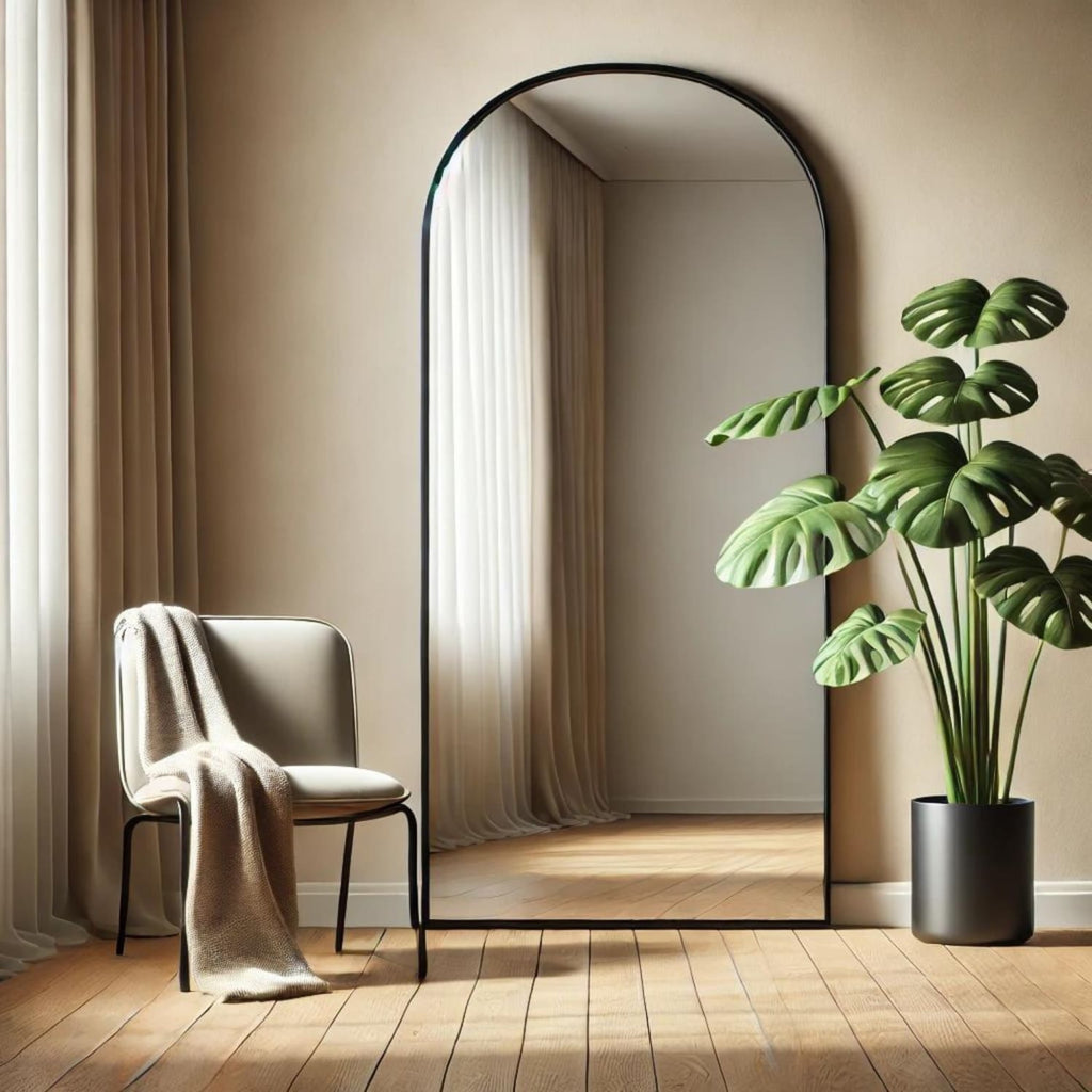 Akiko - Full Length Black Metal Arched Mirror - 150cm x 60cm - Joe’s Haven
