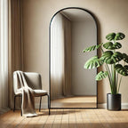Akiko - Full Length Black Metal Arched Mirror - 150cm x 60cm - Joe’s Haven