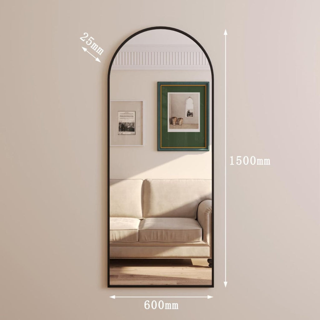 Akiko - Full Length Black Metal Arched Mirror - 150cm x 60cm - Joe’s Haven