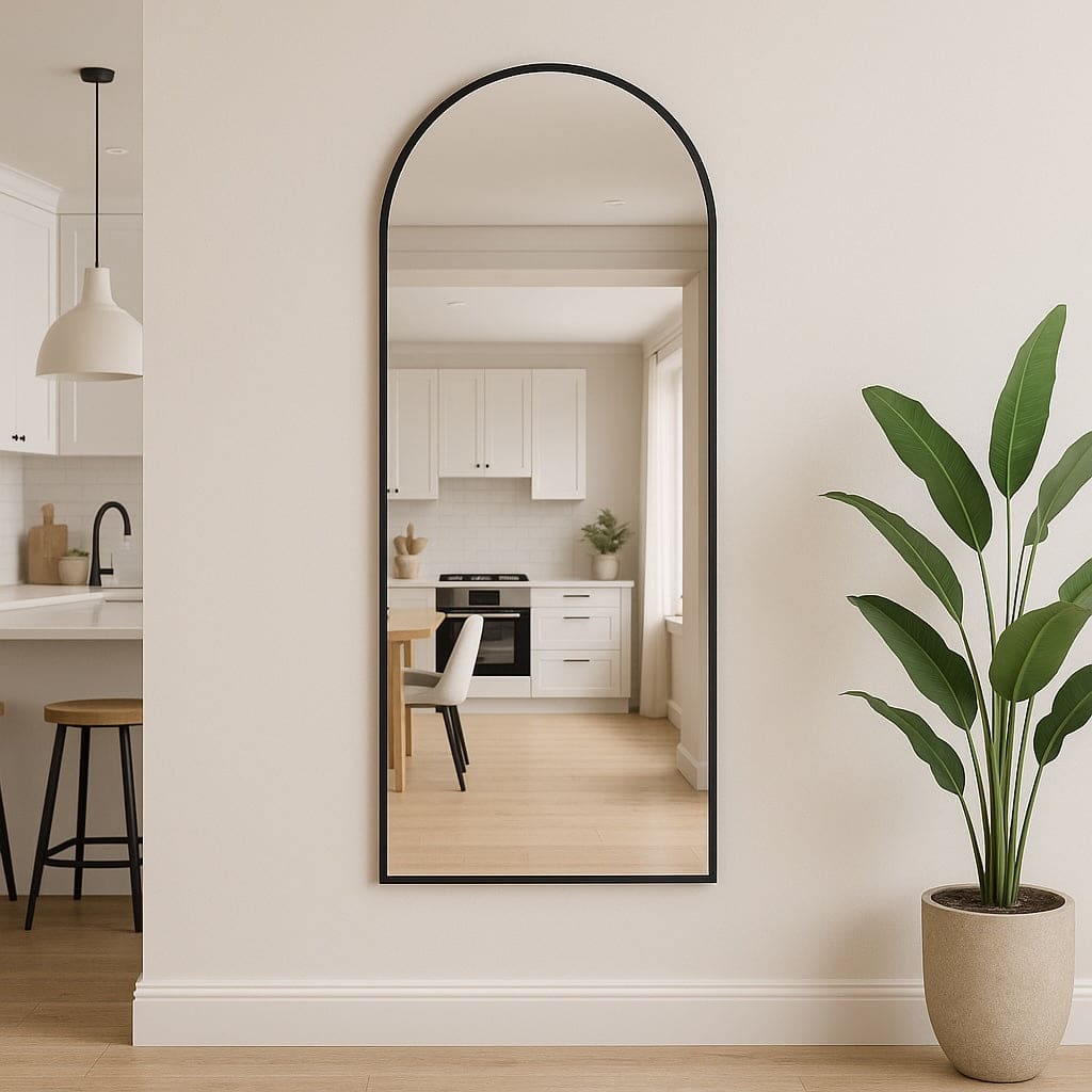 Akiko - Full Length Black Metal Arched Mirror - 160cm x 60cm - Joe’s Haven