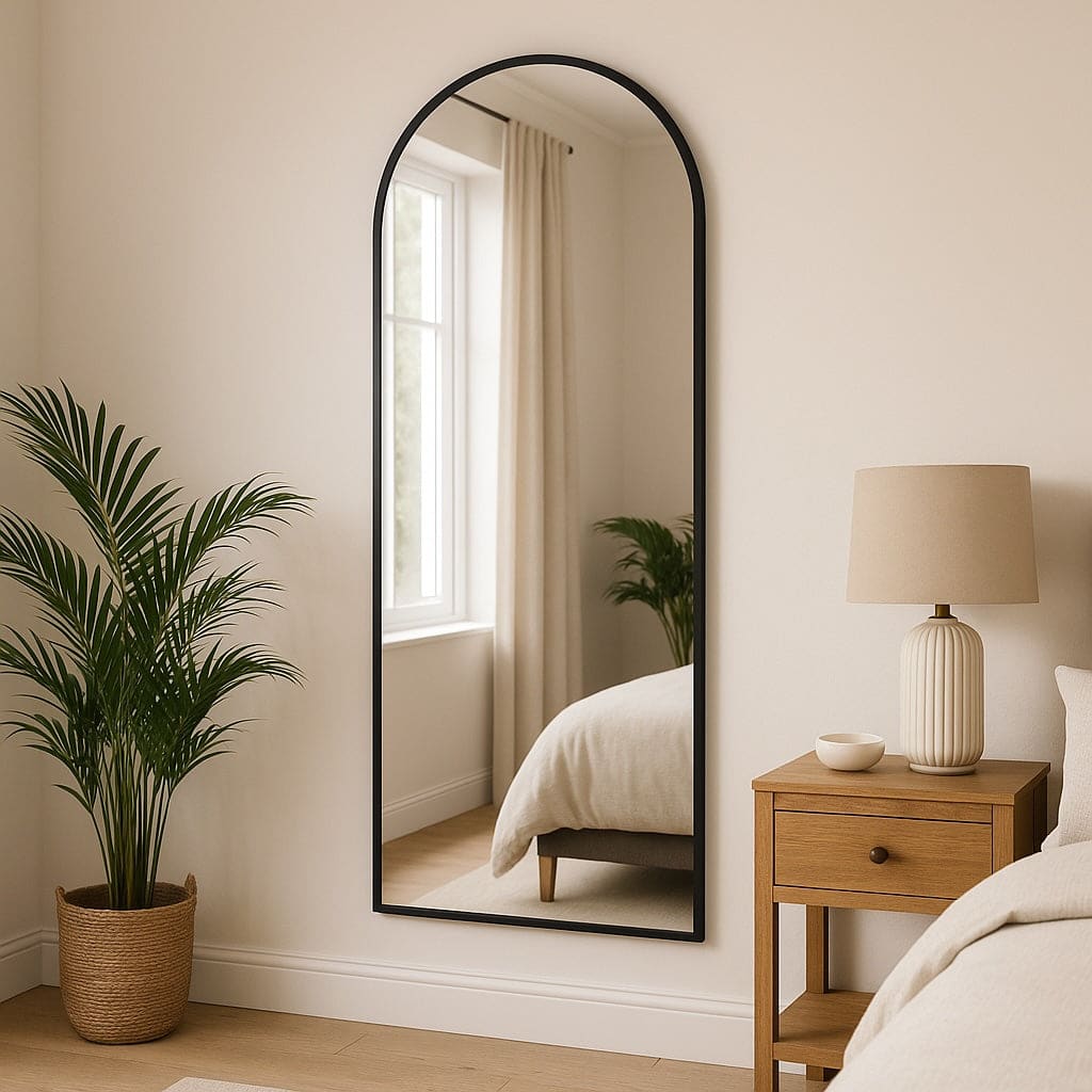 Akiko - Full Length Black Metal Arched Mirror - 160cm x 60cm - Joe’s Haven