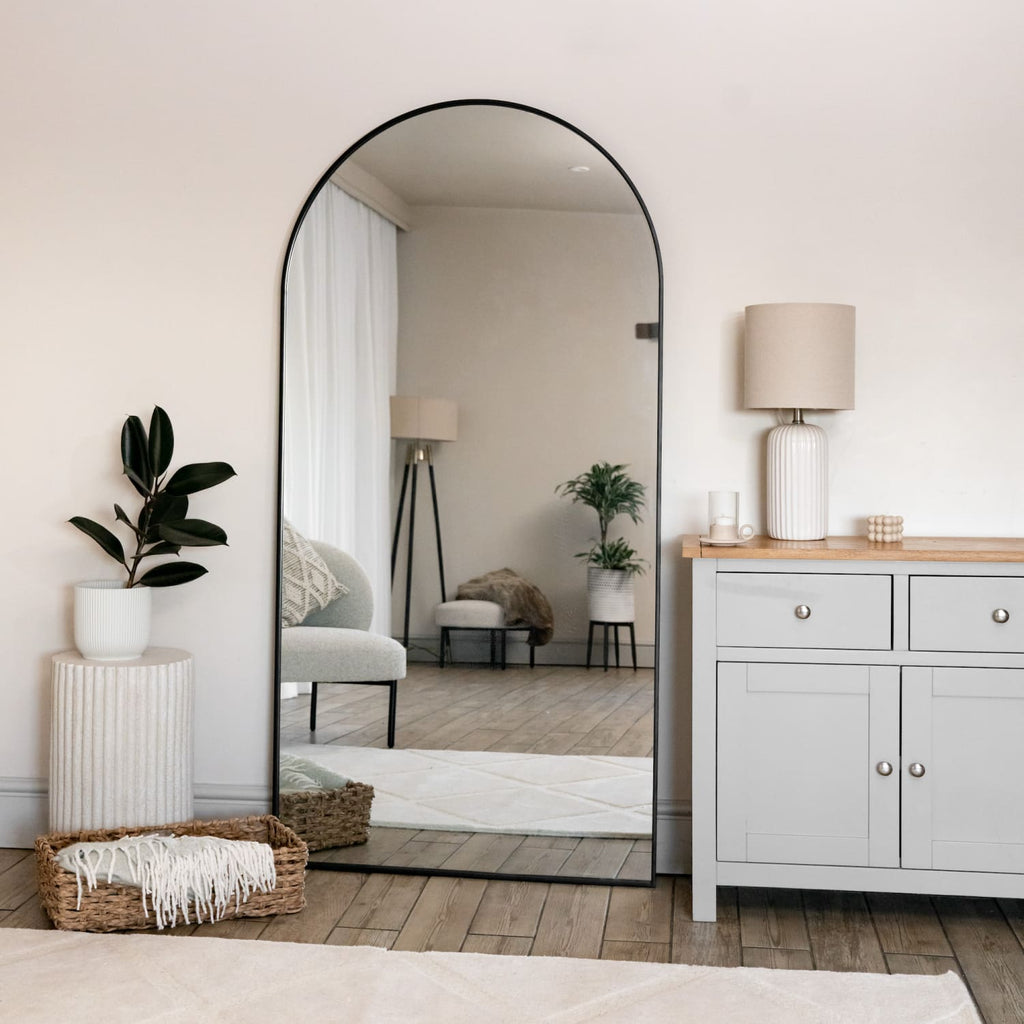 Akiko - Full Length Black Metal Arched Mirror - 180cm x 90cm - Joe’s Haven