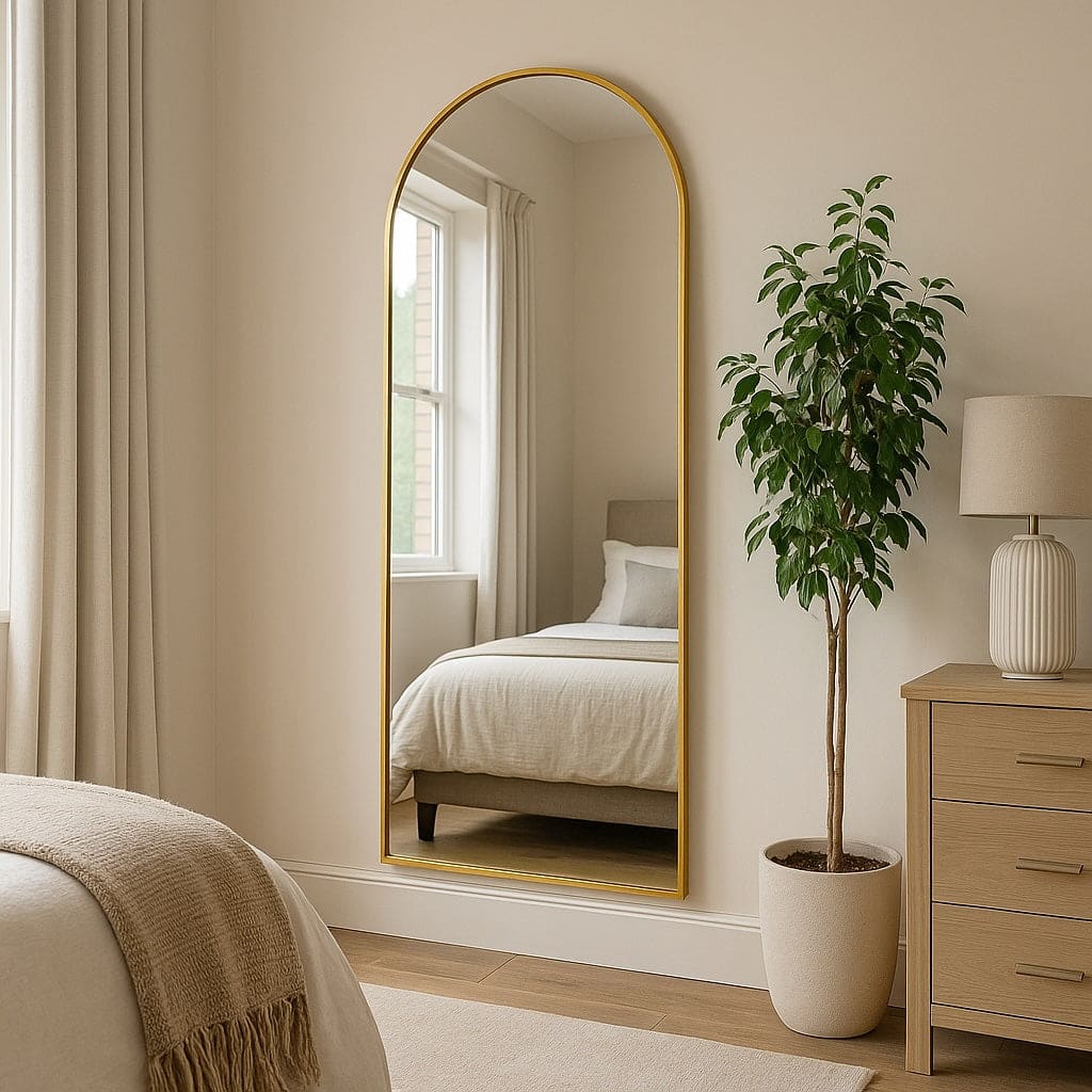 Akiko - Full Length Gold Metal Arched Mirror - 160cm x 60cm - Joe’s Haven
