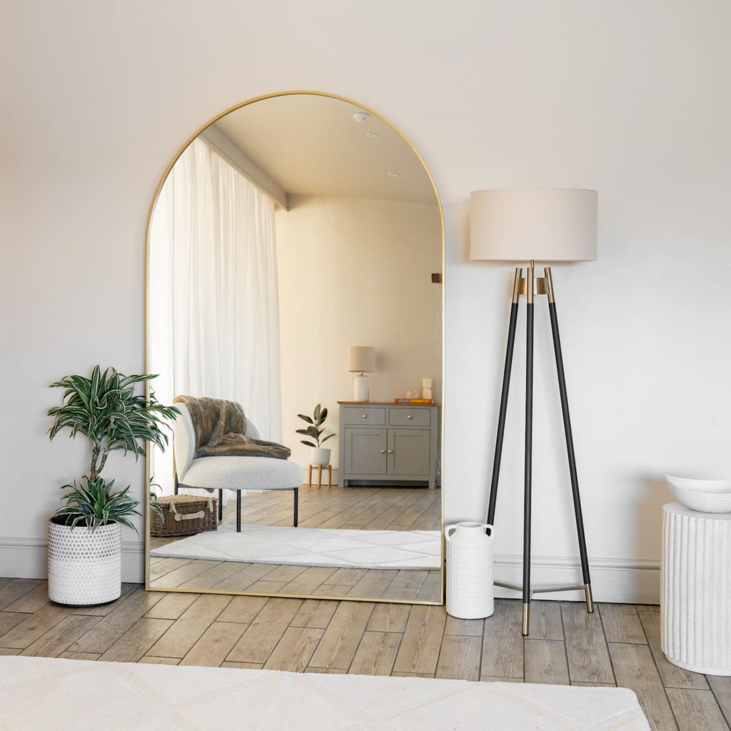 Akiko - Full Length Gold Metal Arched Mirror - 180cm x 105cm - Joe’s Haven