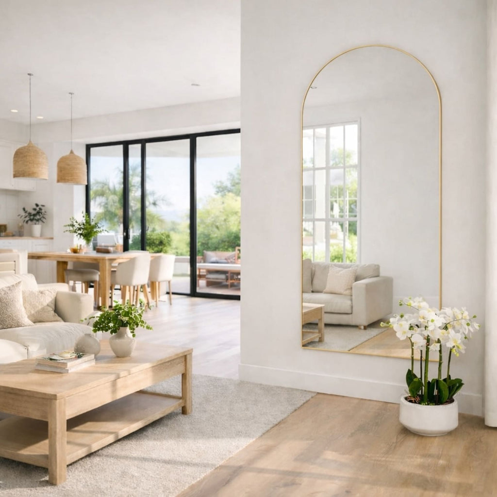 Akiko - Full Length Gold Metal Arched Mirror - 180cm x 90cm - Joe’s Haven