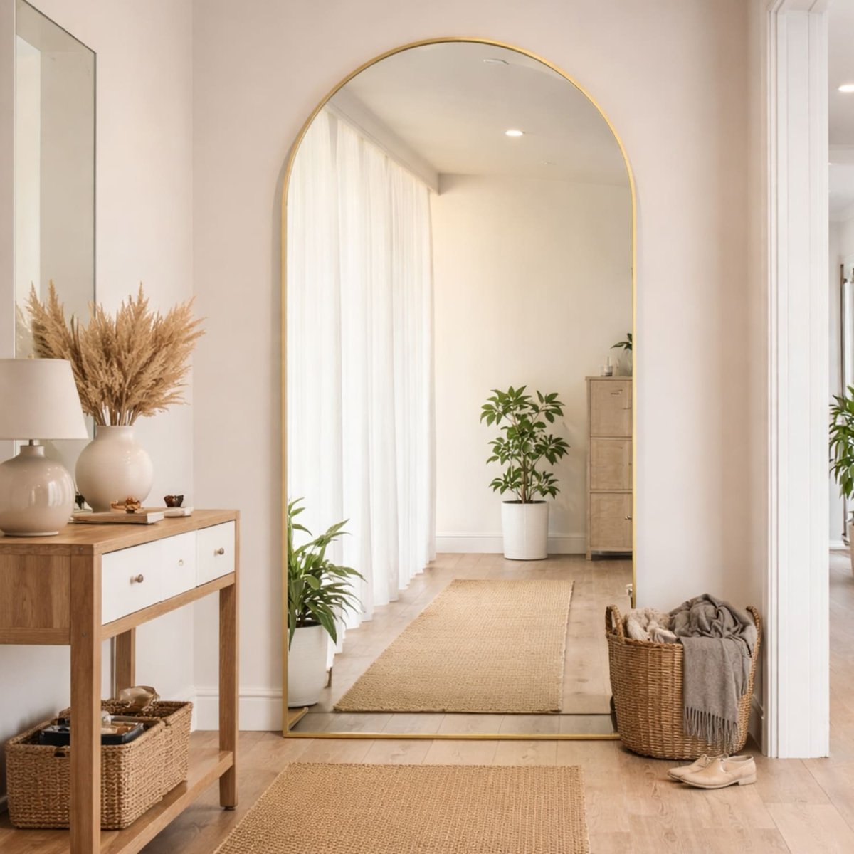 Akiko - Full Length Gold Metal Arched Mirror - 180cm x 90cm - Joe’s Haven