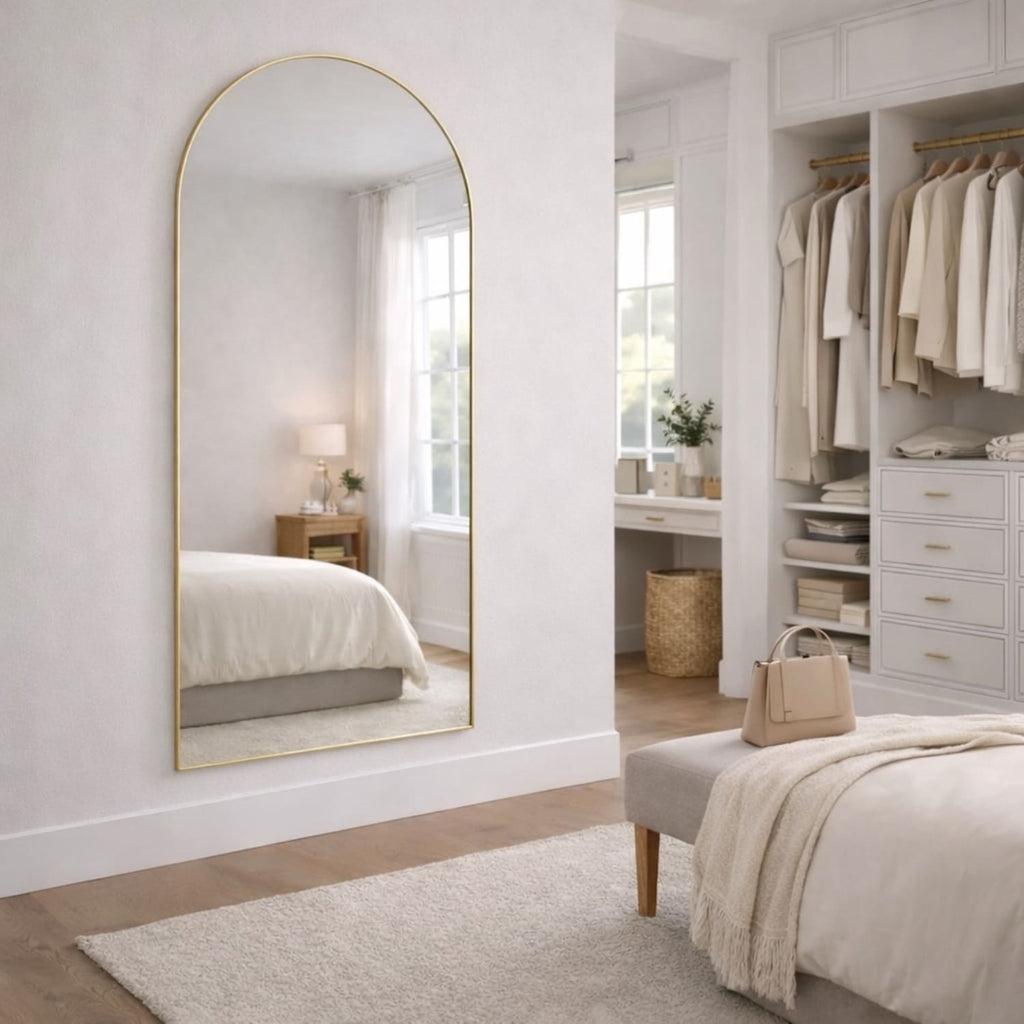 Akiko - Full Length Gold Metal Arched Mirror - 180cm x 90cm - Joe’s Haven