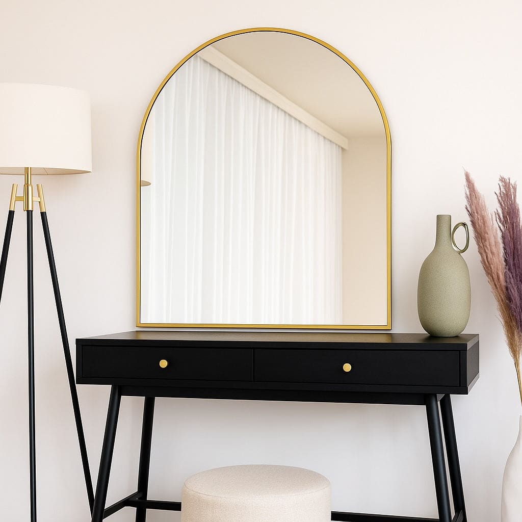 Akiko - Gold Metal Arched Mirror - 120cm x 95cm - Joe’s Haven