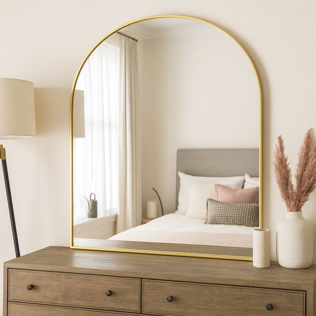 Akiko - Gold Metal Arched Mirror - 120cm x 95cm - Joe’s Haven