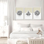 Allah Arabic calligraphy prints for bedroom | set of 3 wall art - Joe’s Haven