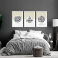Allah Arabic calligraphy prints for bedroom | set of 3 wall art - Joe’s Haven