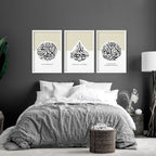 Allah Arabic calligraphy prints for bedroom | set of 3 wall art - Joe’s Haven