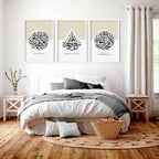 Allah Arabic calligraphy prints for bedroom | set of 3 wall art - Joe’s Haven