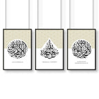 Allah Arabic calligraphy prints for bedroom | set of 3 wall art - Joe’s Haven