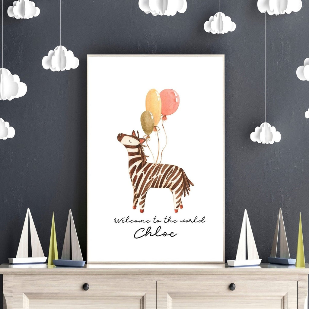 Animal theme for nursery decor Zebra wall art print - Joe’s Haven