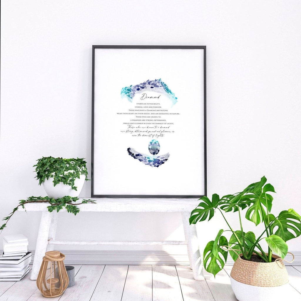 April Diamond Birthstone wall art print - Joe’s Haven
