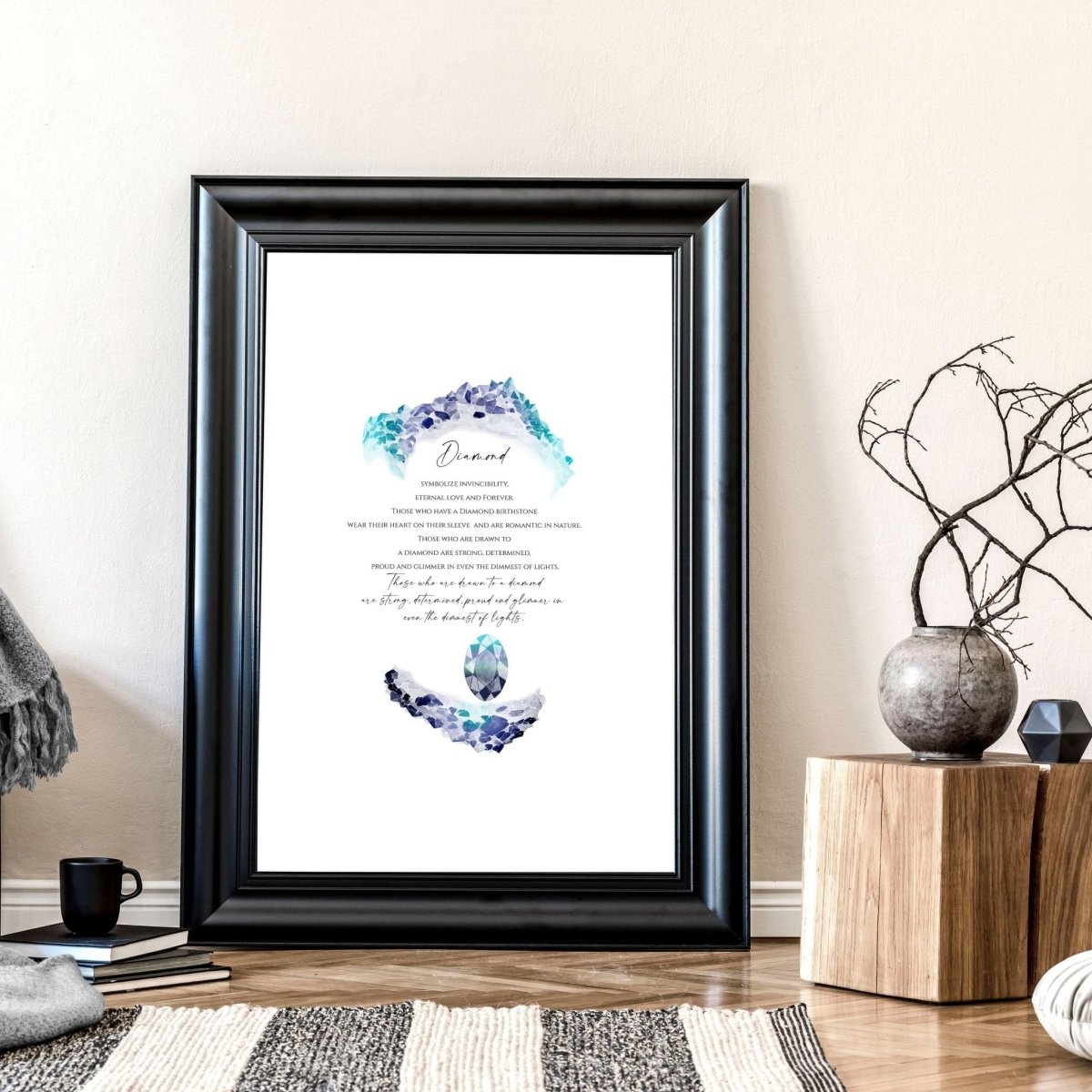 April Diamond Birthstone wall art print - Joe’s Haven