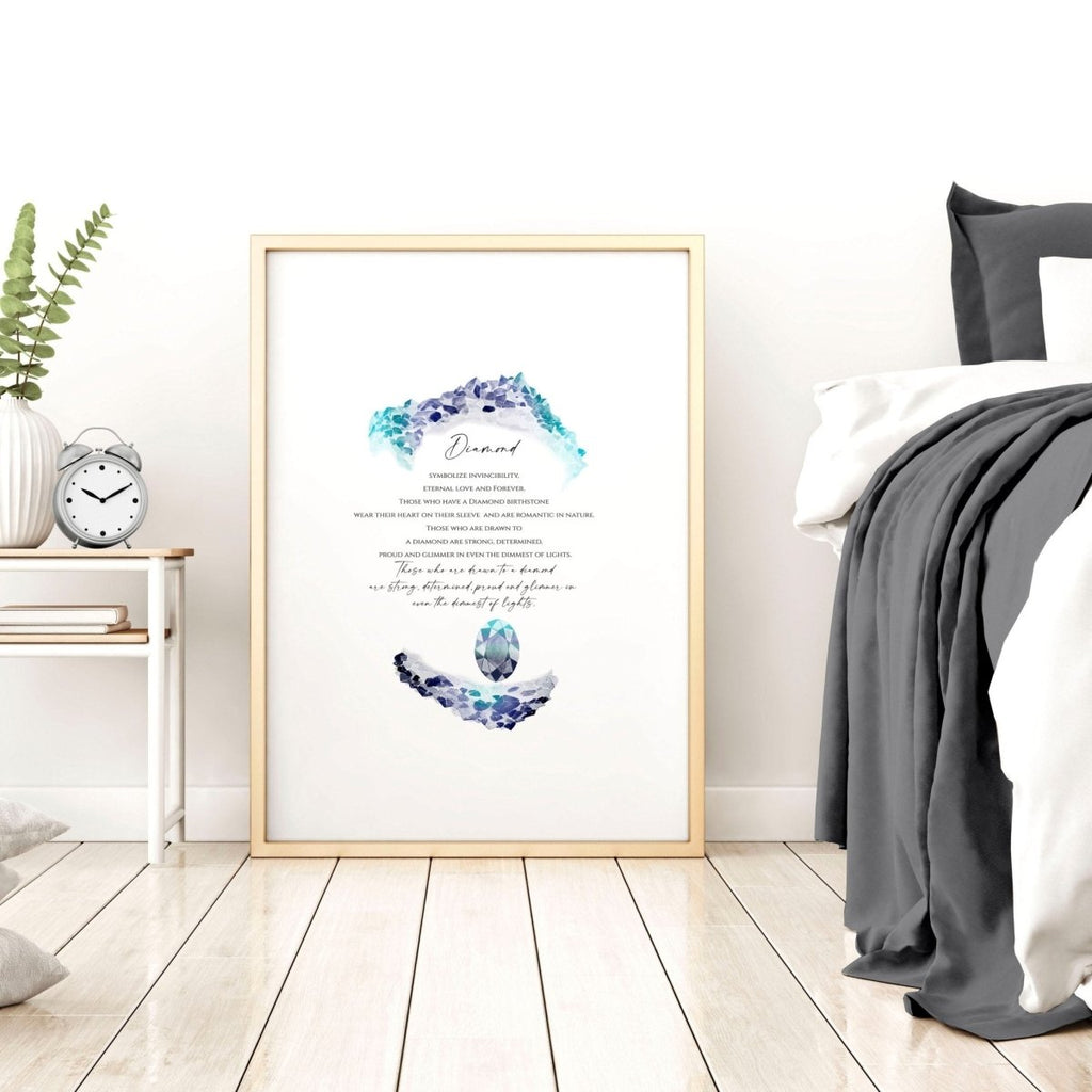 April Diamond Birthstone wall art print - Joe’s Haven