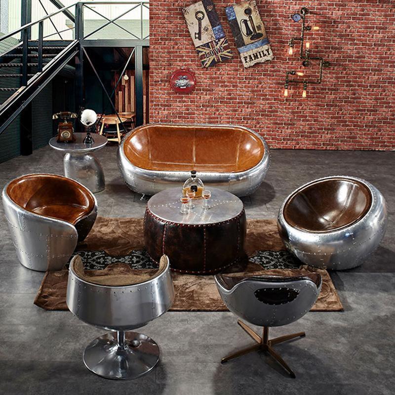 Aviator Airplane Tub Two Seater Sofa, Aluminum Loveseat